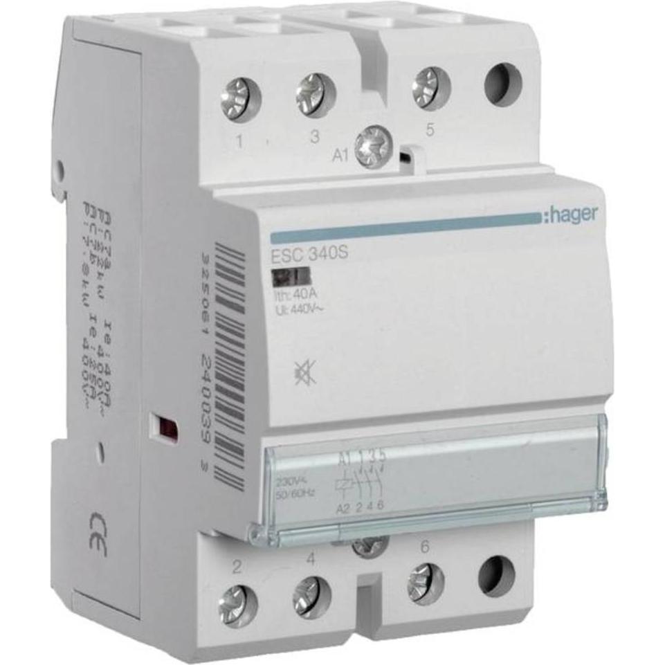 Hager Elektroinstallation. Kontakt Strombelastbarkeit: 40 A, Kabelquerschnitt: 4/16 mm², Temperaturbereich (ESC340S)
