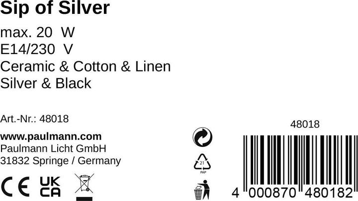 Image du produit Pauleen Sip d'argent (E14)