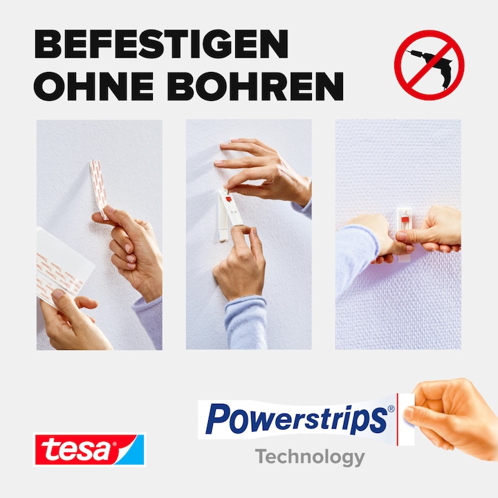 Produktbild tesa Klebenagel für Tapete & Putz, 1kg Halteleistung, höhenverstellbar, spurlos ablösbar