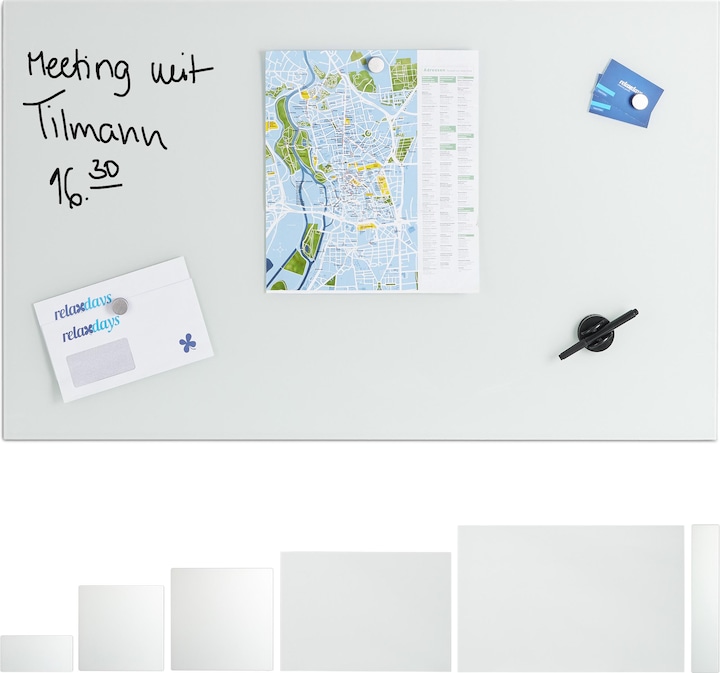 Produktbild Relaxdays Magnetboard (Magnettafel, 40 x 20 cm, 100 x 60 cm, 80 x 50 cm, 40 x 40 cm, 50 x 50 cm, 60 x 40 cm, 15 x 80 cm)
