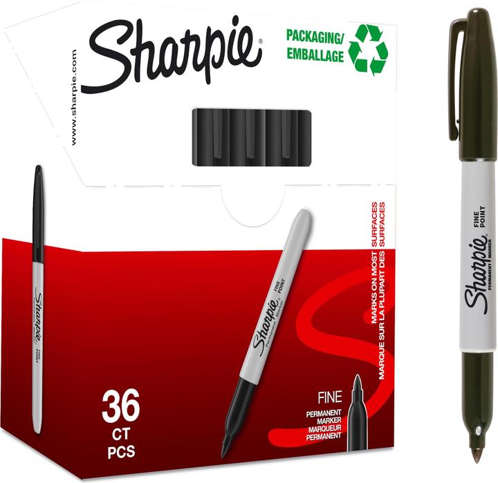 Productafbeelding Sharpie Fijne ronde punt (Grijs, Zwart, 0.90 mm, 36 x)