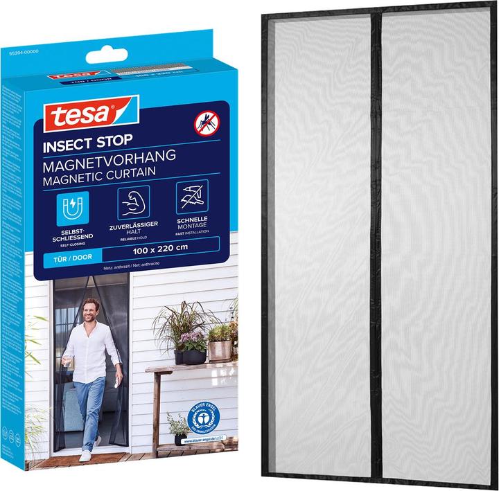 Produktbild tesa Insektenschutz Magnetvorhang für Balkon- und Terrassentüren, selbstschliessend, Montage ohne Bohren (100 x 220 cm)