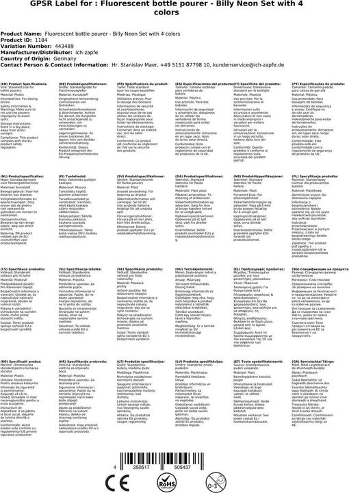 Produktbild Ich-zapfe 4 x Ausgiesser Billy neon (Dosierer + Ausgiesser)