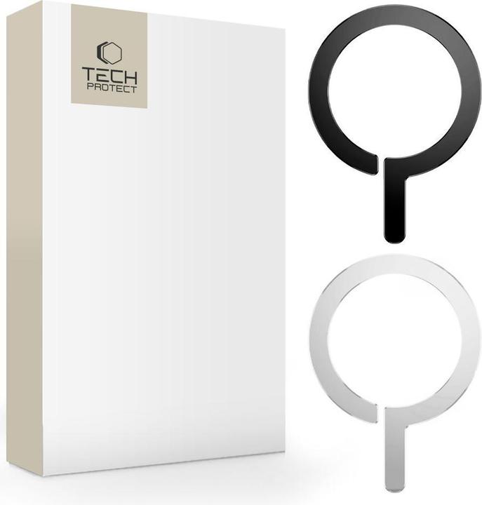 Productafbeelding Tech-Protect MagSafe MetalRing universeel magnetisch - zwart / zilver (2 stuks)