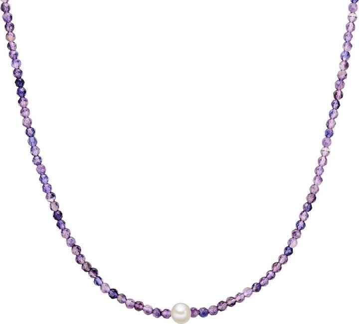Immagine prodotto Valero Pearls Donna Argento Sterling Ametista Perle d'acqua dolce coltivate Argento 40,0 cm Collana base + 5,0 cm (Argento 925/-, 40 - 45 cm)