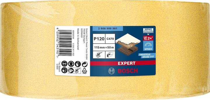 Produktbild Bosch Professional Zubehör EXPERT C470 Schleifpapierrolle zum Handschleifen, 115 mm x 50 m, G 120 (120)