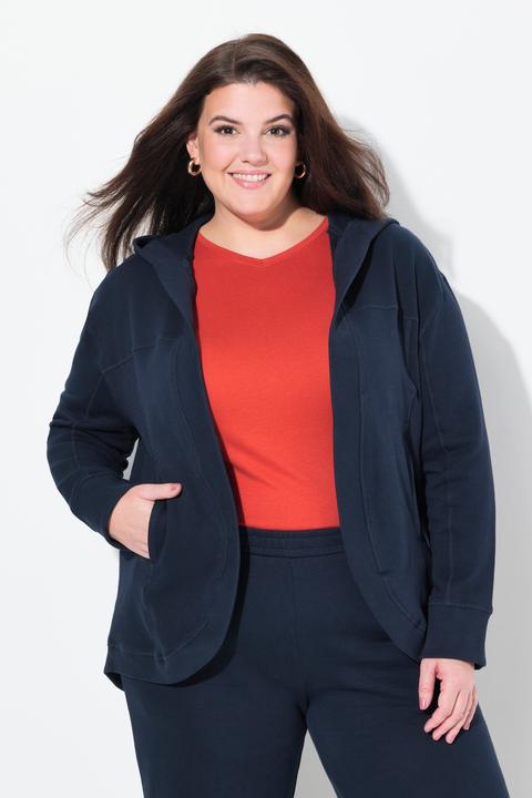 Image du produit Ulla Popken Veste à capuche en molleton de coton bio, coupe ouverte (58)