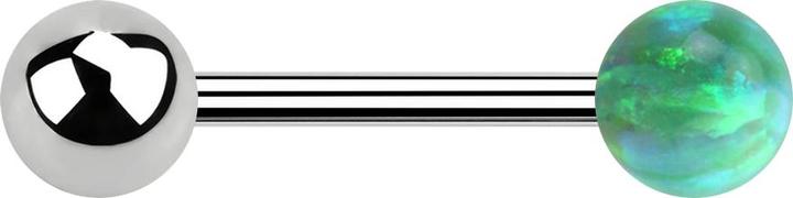 Immagine prodotto Star Piercing Barbell argento con palla e palla verde opale (senza ottone, Acciaio chirurgico 316L)