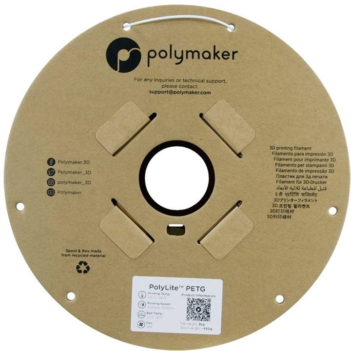 Immagine prodotto Polymaker PolyLite PETG (PETG, 1.75 mm, 3000 g, Bianco)