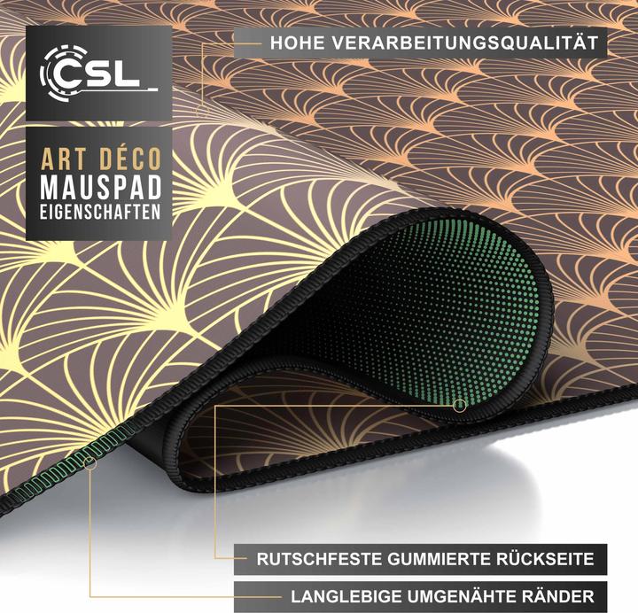 Actual product image CSL Gaming Mouse Pad, XXL Mouse Mat 900 x 400mm with woven Microfaster Texture, Art Deco (XXL)