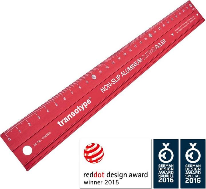 Actual product image Transotype Aluminium cutting ruler non-slip 60 cm (1 sheet of paper)