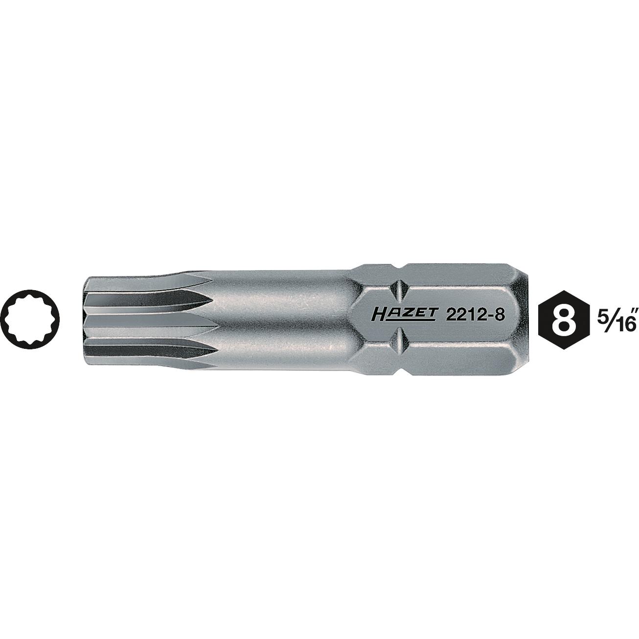 HAZET, Bits, Bit 2212-6 ∙ Sechskant8 (5/16 Zoll) ∙ Innen Vielzahn Profil XZN ∙ M6 (M6)