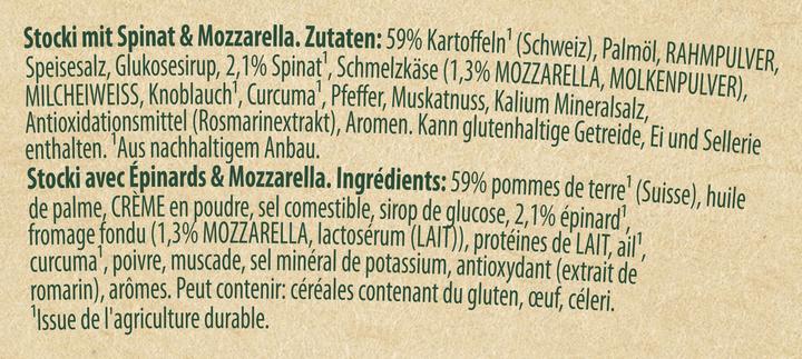Nährwerte und Zutaten Knorr Stocki Snack mit Spinat, Mozzarella und Schweizer Kartoffeln (47 g)