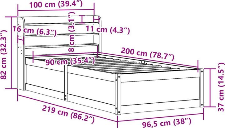 Actual product image vidaXL Bettrahmen (90 x 200 cm)