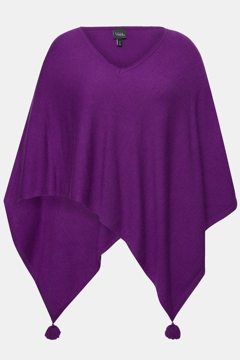 Actual product image Ulla Popken Knit Pointed Hem Poncho (58, 60, 62)