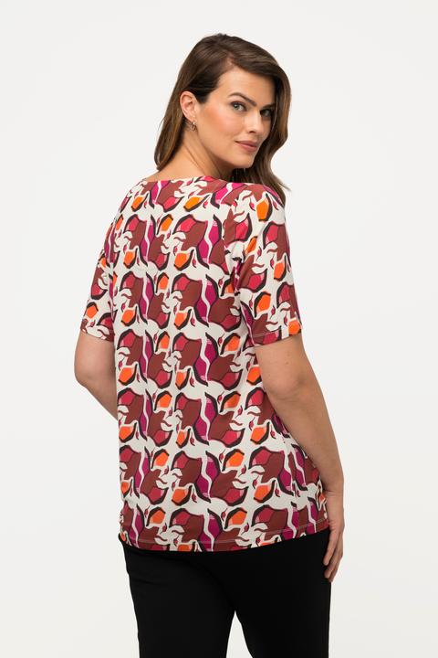 Immagine prodotto Ulla Popken Maglia classica in tessuto fluente dal design rétro con scollatura a cuore e mezze maniche (50, 52)