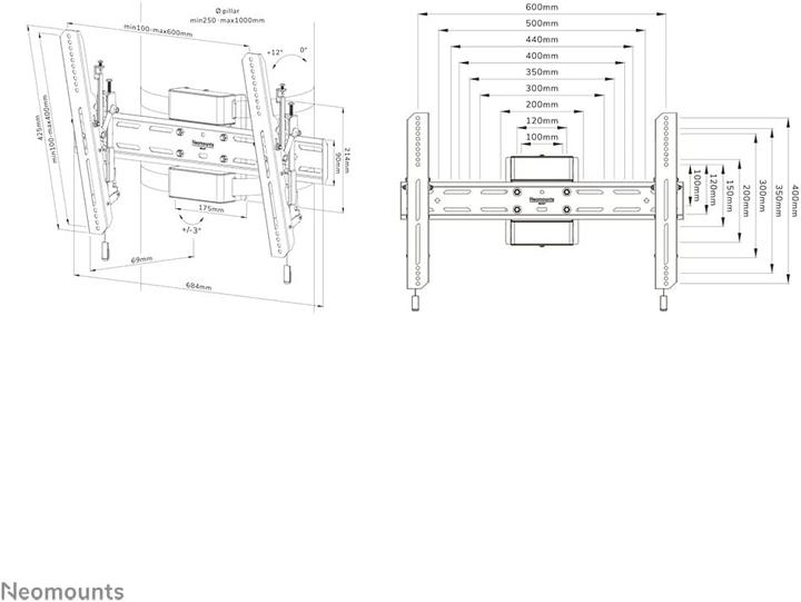 Produktbild Neomounts Select Screen Pillar Mount (ti (Stange, 50 kg, 40" - 75")