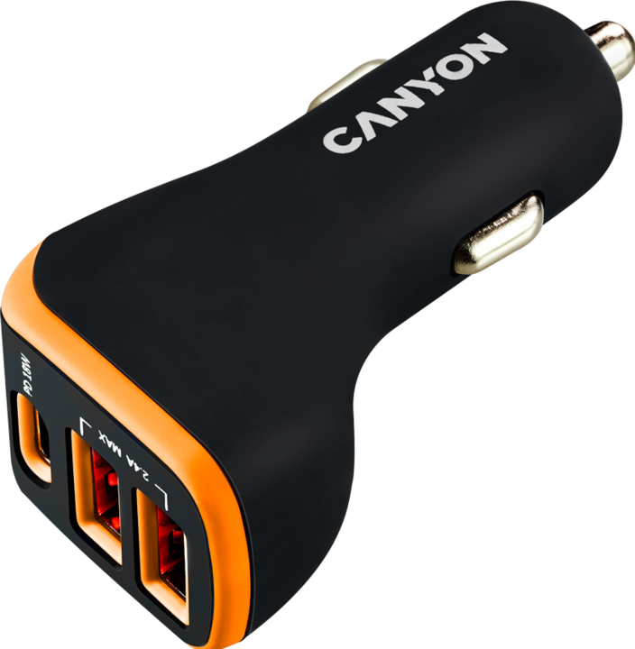 Actual product image Canyon Car charger 3Port 2xUSB-A,USB-C PD /orange