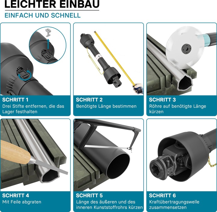 Produktbild Wiltec Zapfwelle T5 Gelenkwelle 1300-1690mm 620Nm 540U/min PTO-Shaft 54kW 1 3/8" 6 Zahn
