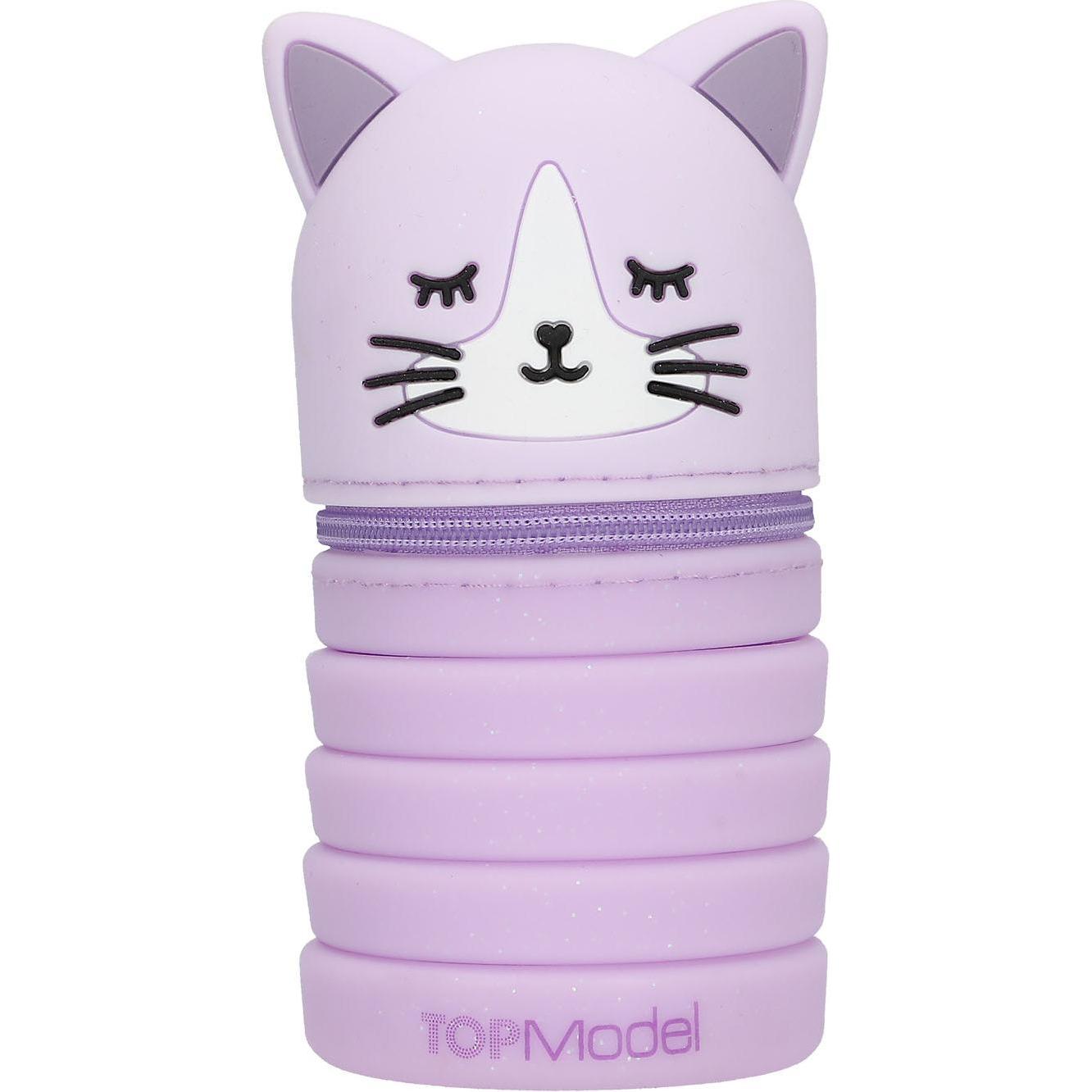 Top Model, Astuccio, Topmodel - Silicon Pencil Tube BLOOMING KITTY - Grey and Purple