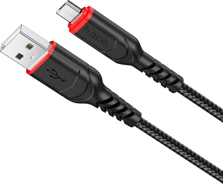 Actual product image Hoco - Data Cable Victory (X59) - USB-A to Micro-USB, 12W, 2.4A, 1.0m - Black (1 m, USB 3.0, 12 W)