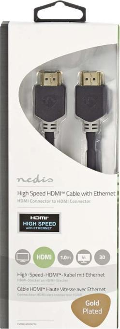 Produktbild Nedis CVBW34000AT10. Kabellänge: 1 m, Anschluss 1: HDMI Typ A (Standard), Steckverbinder 1 Geschlecht: Män (1 m)