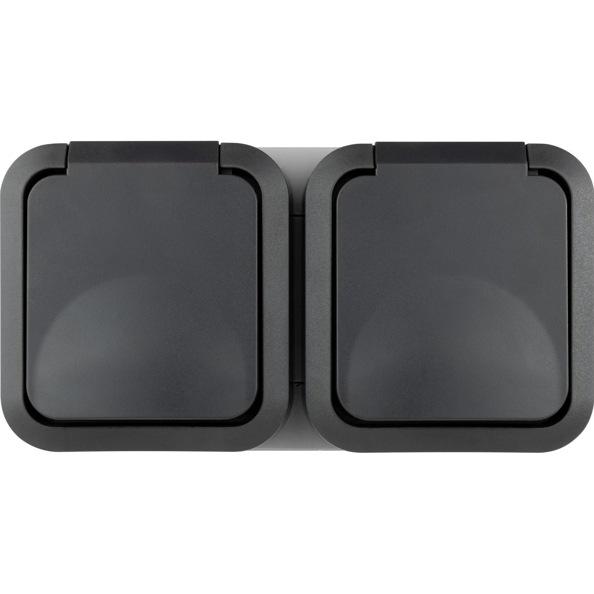 Thumbnail - REV, Steckdose, Komplett Doppelsteckdose AquaStorm Hellgrau, Schwarz 0004090400