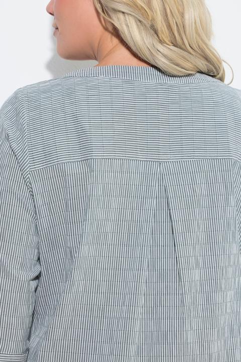 Actual product image Ulla Popken Textured Stripe Pintuck Blouse (54)