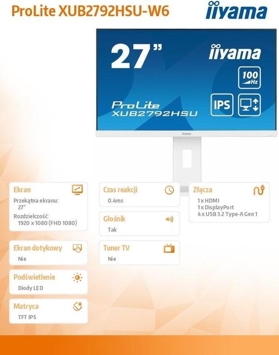 Produktbild iiyama TFT XUB2792HSU (1920 x 1080 Pixel, 27")
