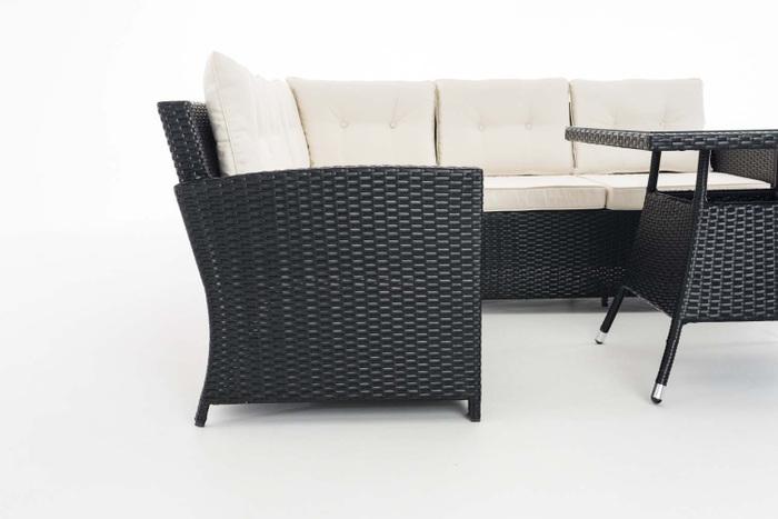 Image du produit Swisshandel24 Ensemble d'angle Sierra en rotin plat blanc crème, noir