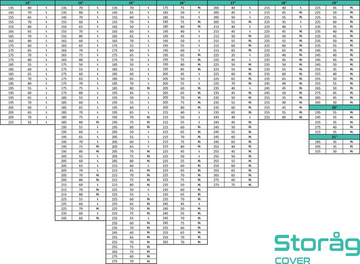 Actual product image Storag SET 4 HOUSSES PNEUS XL (max 21")