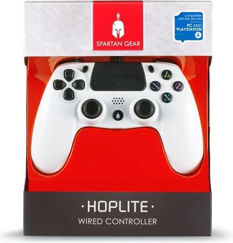 Productafbeelding Spartan Gear PS4 Controller Hoplite bedraad wit compatibel met PC en PS-4 (PS4, PC)