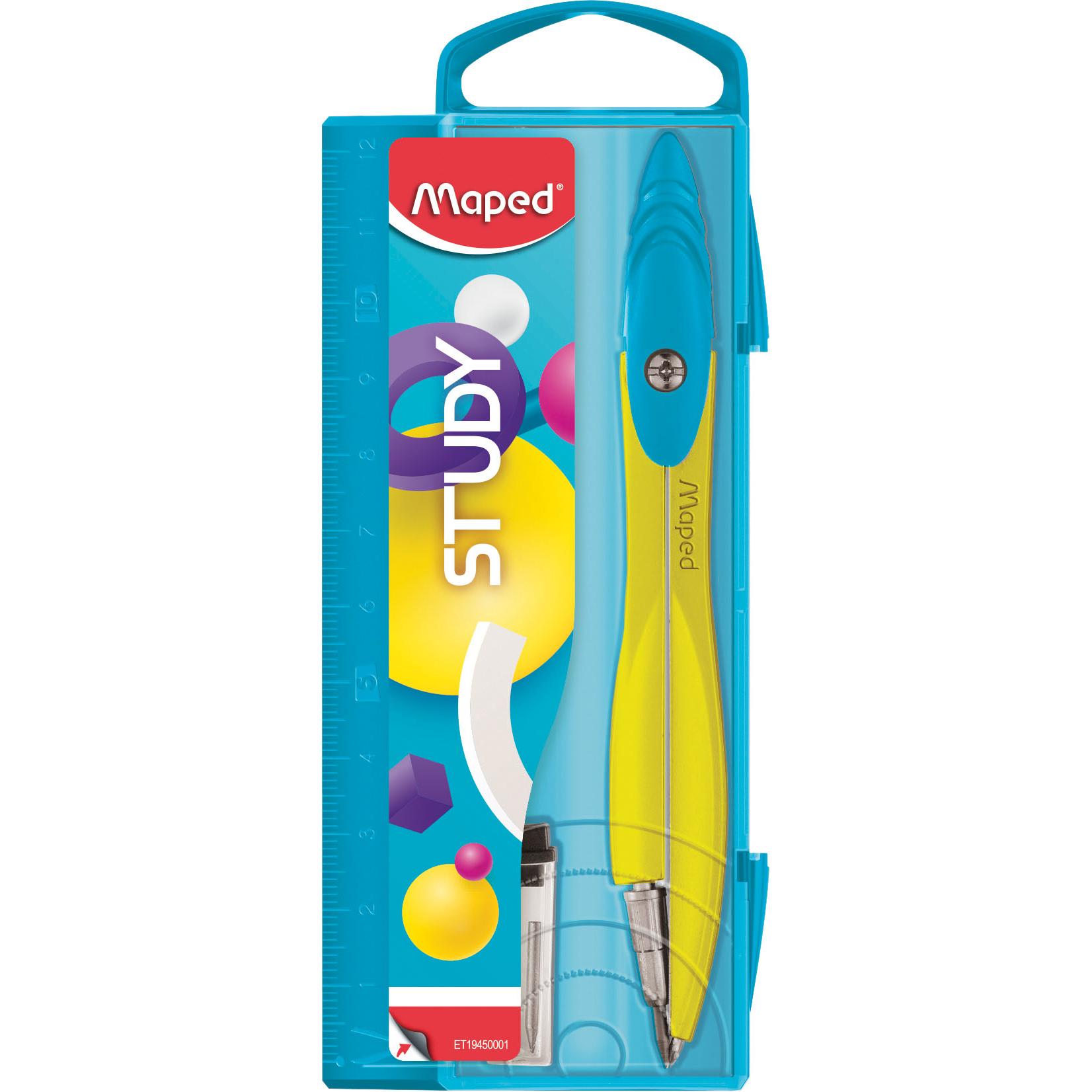 Maped Zirkelkasten STUDY FANCY, 2-teilig, farbig sortiert, Zirkel, Mehrfarbig
