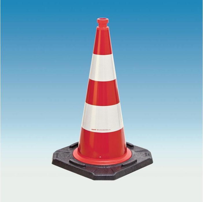 Productafbeelding HP Autozubehör Verkeerskegel TL hoogte 500 mm BAST getest, 2 stroken 33 x 33 cm