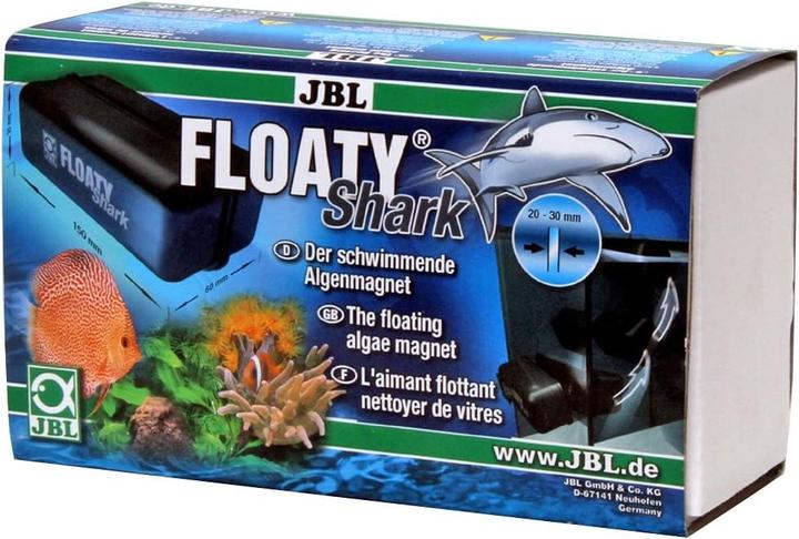 JBL Aquaristik und Terraristik Floaty Shark, 17,5 x 7,5 x 10,5 cm, gris, épaisseur verre 20-30 mm (Aquarium schoonmaken, Magnetische reiniger)