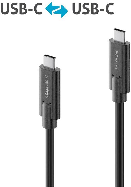 Produktbild Purelink USB 3.1-Kabel (Gen 1) USB C - USB C 1.5 m Schwarz (1.50 m, USB 3.2 Gen 1, 20 W)