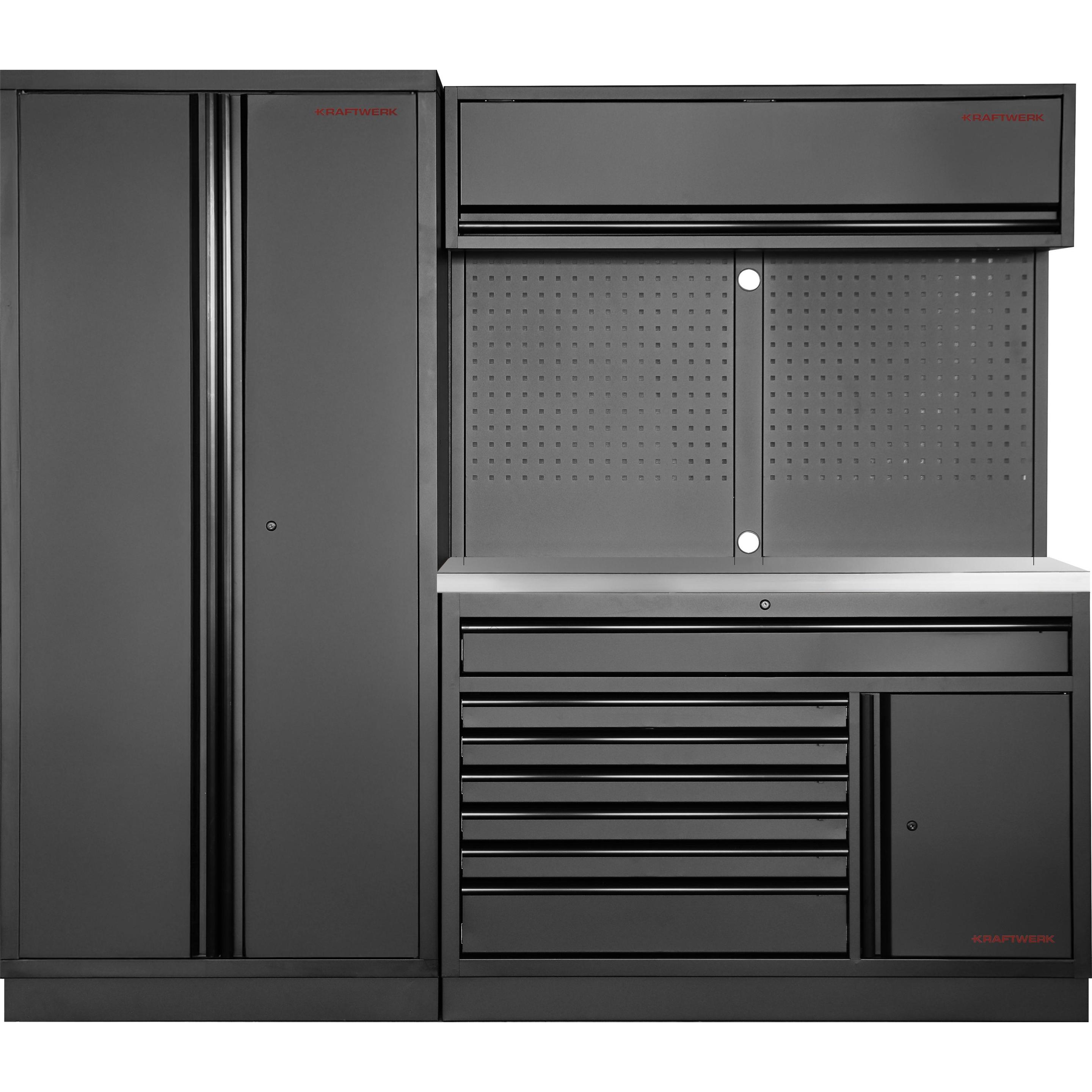 Kraftwerk, Werkstattschrank, MOBILIO BLK Kombi breit Lochwand Edelstahl (227.50 cm, 200 cm)