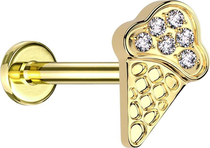 Immagine prodotto Star Piercing Micro labret filo interno cono gelato placcato oro cristalli placcati oro argento (Titanio, senza ottone)