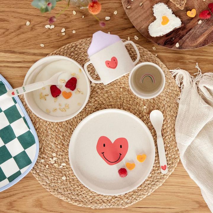 Produktbild Lässig Kindergeschirr Set (Teller Schüssel Becher Löffel) Happy Rascals, Herz