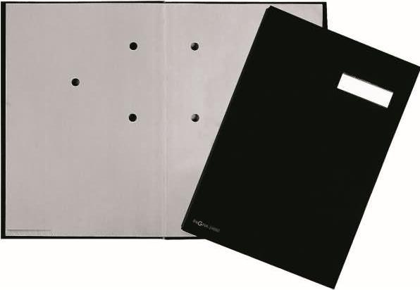 Pagna Unterschriftenmappe DIN A4 Leinen schwarz grau 5 Fächer (A4, 1 x)