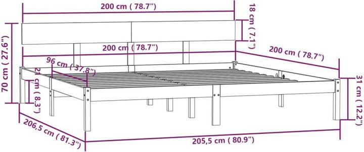 Produktbild vidaXL Bettrahmen (200 x 200 cm)