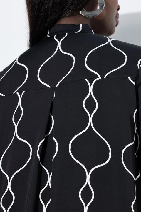Actual product image Ulla Popken Ogee Print Satin Tunic (54)