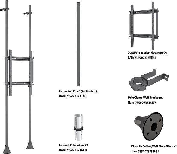 Image du produit Multibrackets Support mural au sol avec tube Dopper, VESA 200x
