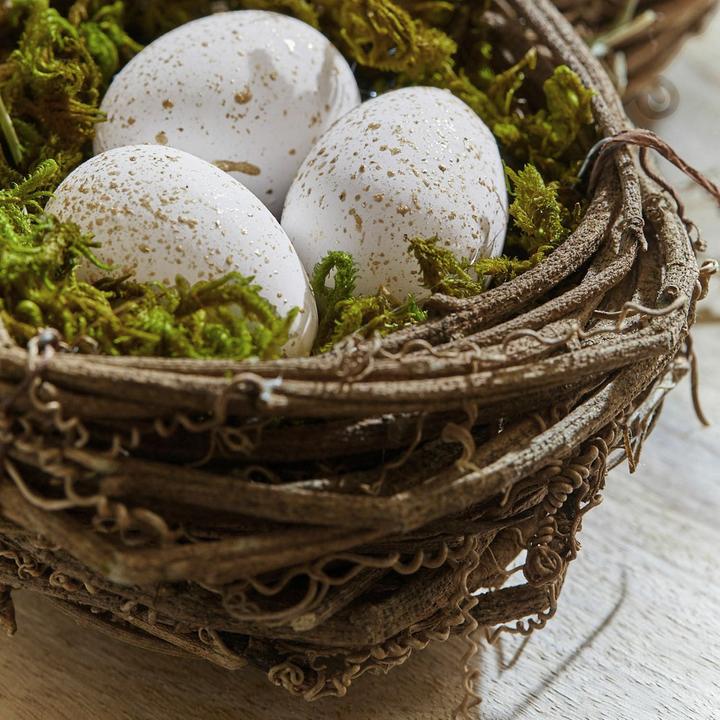 Image du produit Loberon Nid avec oeufs Set de 4 Trista brun/blanc