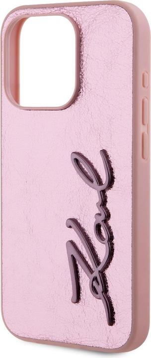 Produktbild Karl Lagerfeld Wrinkled PU Signature Logo Case for iPhone 15 Pro Pink (Apple iPhone 15 Pro)