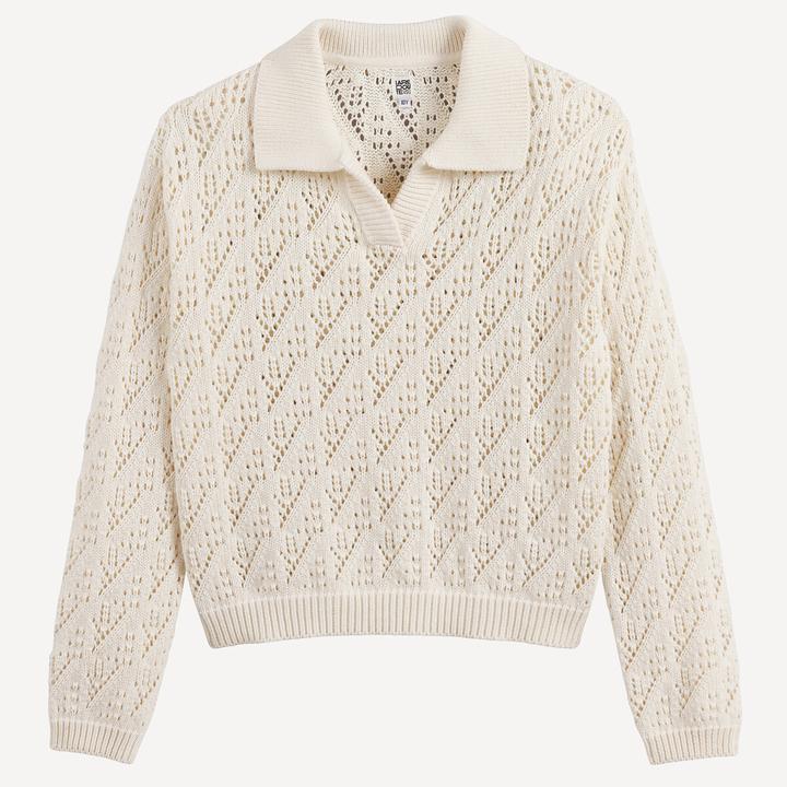 Produktbild La Redoute Collections Pullover mit Polokragen aus feinem Lochstrick (110)