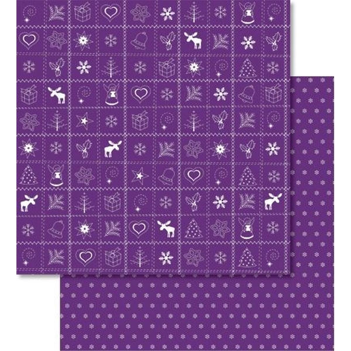 Ursus, Bastelpapier, Scrapbook Paper Country Christmas 12x12 Zoll VE=25 Blatt violett (25 x)
