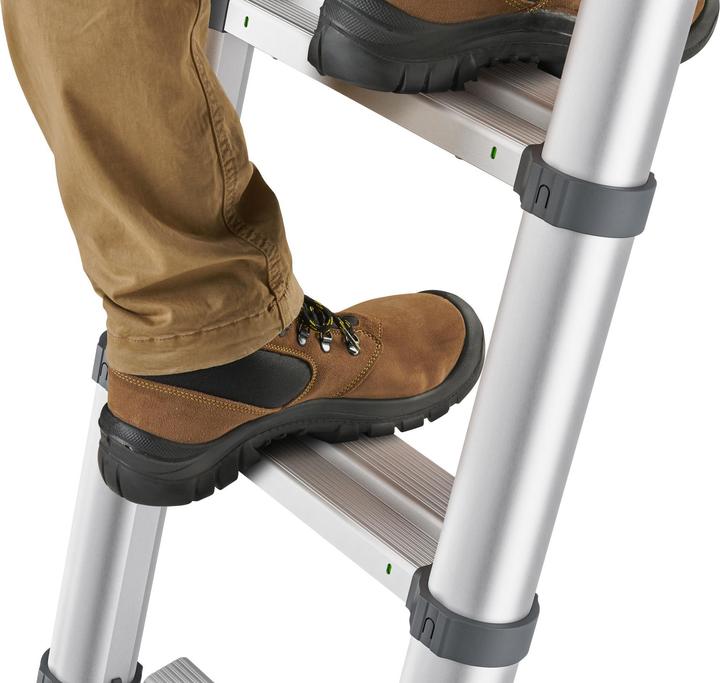 Actual product image Hailo Stepped telescopic single ladder Aluminium rungsSteps 9 max. total load 150 kg (Telescopic ladder, 265 cm)