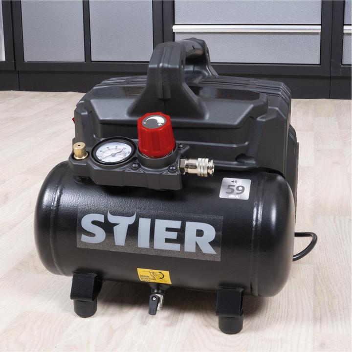 Actual product image Stier Whisper compressor (8 bar, 6 l)