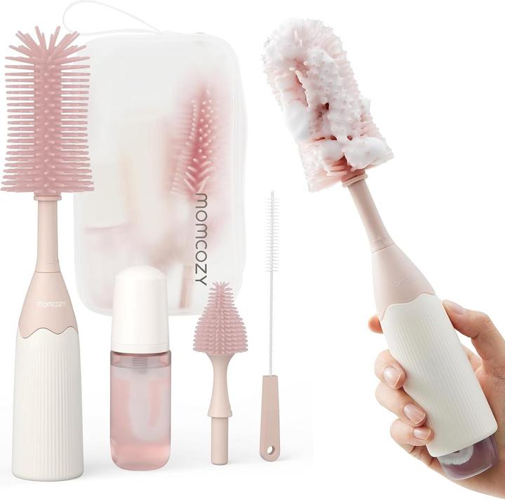 Momcozy Flaschenbürsten-Set mit Push-Press Design PNK